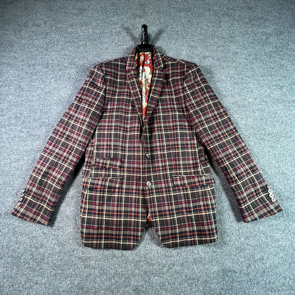 Paisley & Gray Sport Blazer Mens 42R Multicolor Plaid Slim Fit Academia Preppy